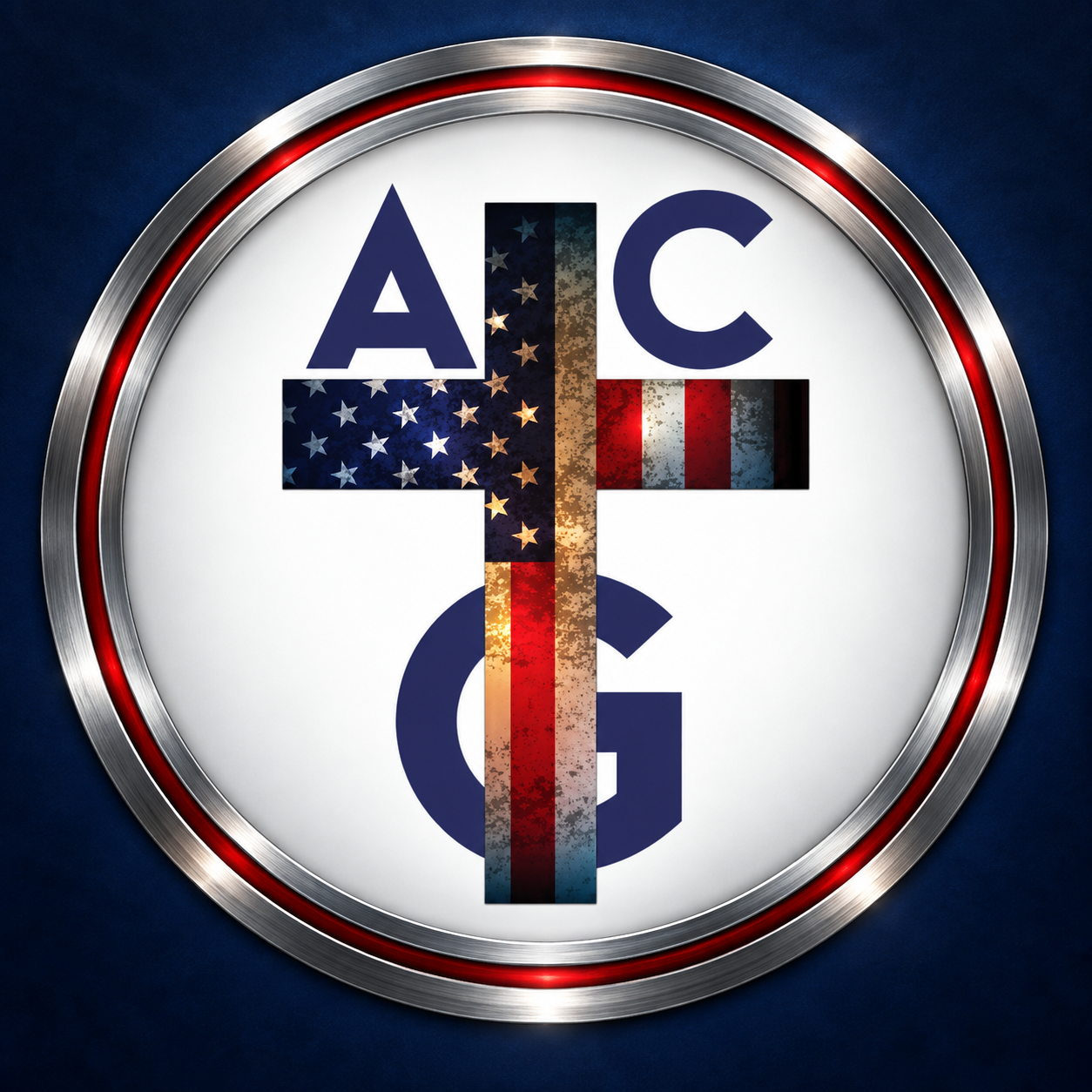 ACG cross and American flag emblem